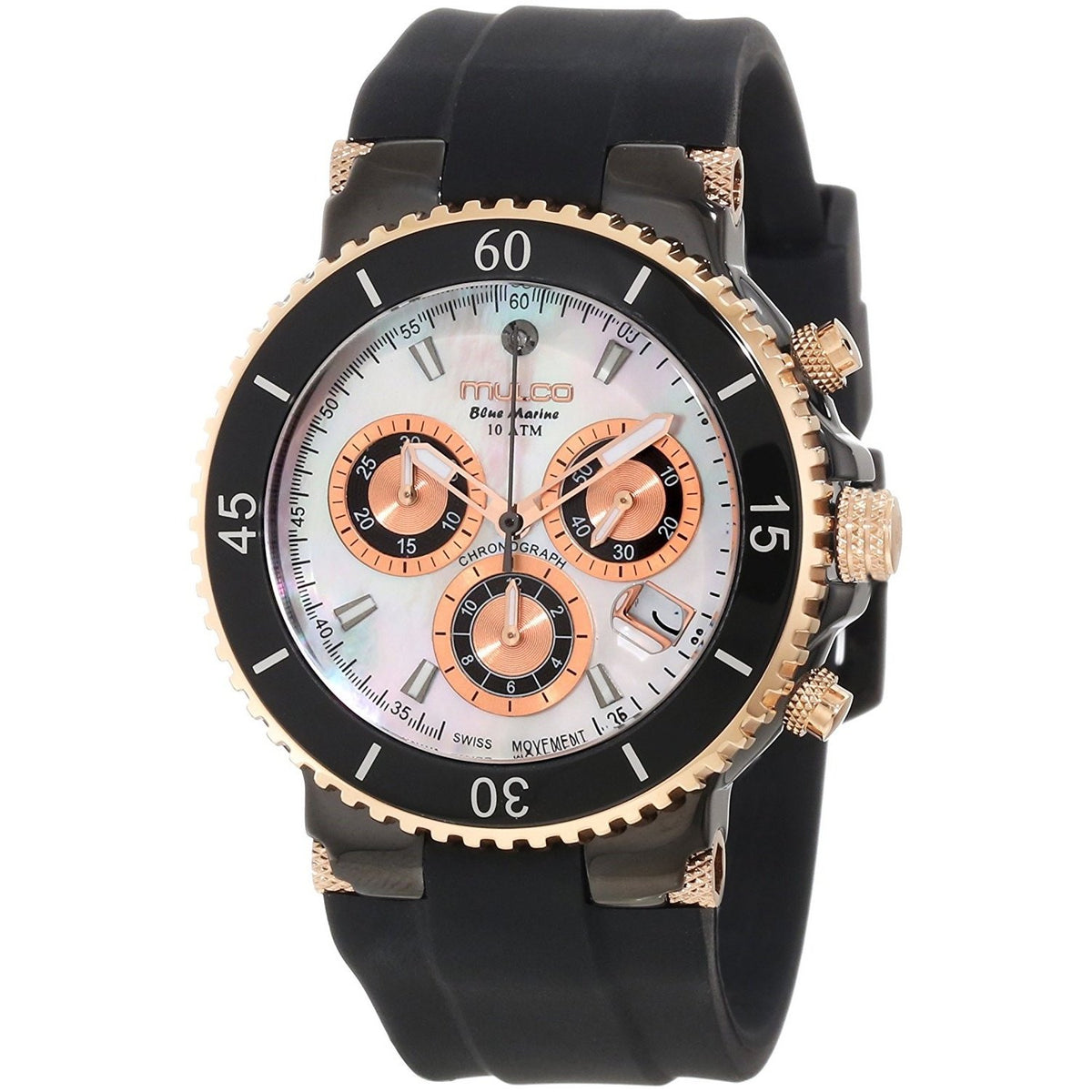 Mulco Women&#39;s MW370604021 Blue Marine Chronograph Black Rubber Watch