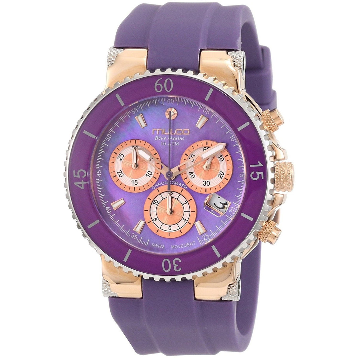 Mulco Unisex MW370604055 Blue Marine Chronograph Purple Silicone Watch