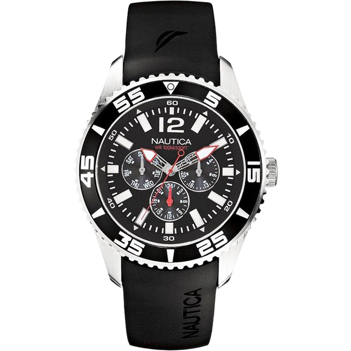 Nautica Men&#39;s N11086G NST Multi-Function Black Silicone Watch