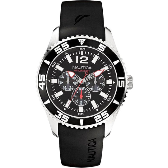 Nautica Men's N11086G NST Multi-Function Black Silicone Watch