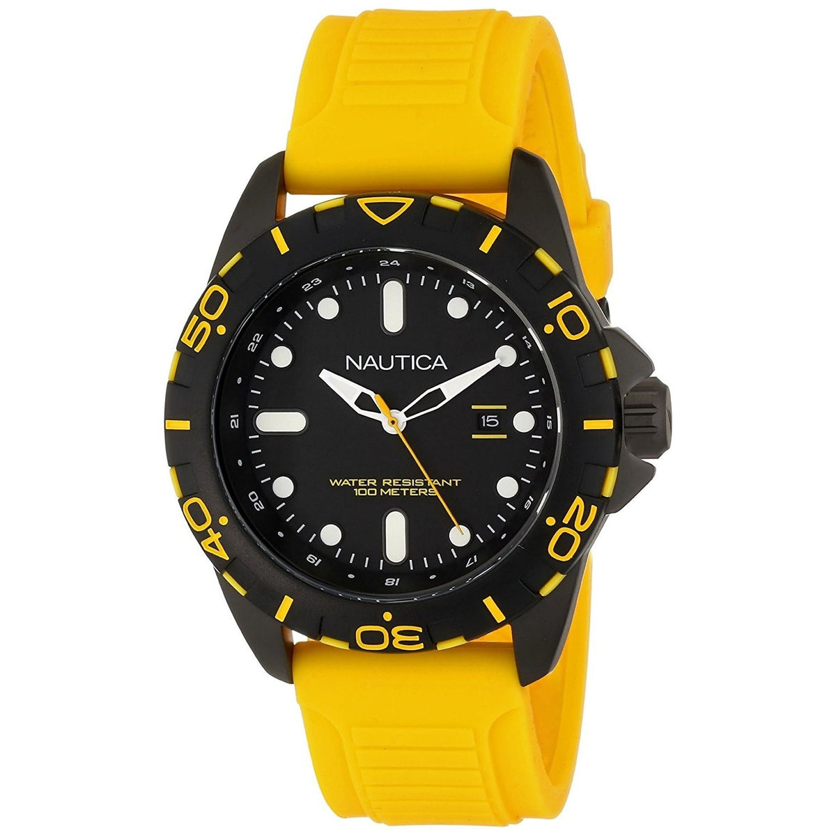 Nautica Men&#39;s N11617G Yellow Silicone Watch