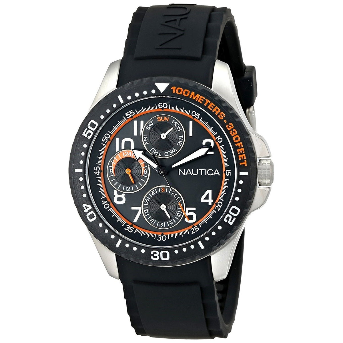 Nautica Men&#39;s N13685G NSR Multi-Function Black Silicone Watch