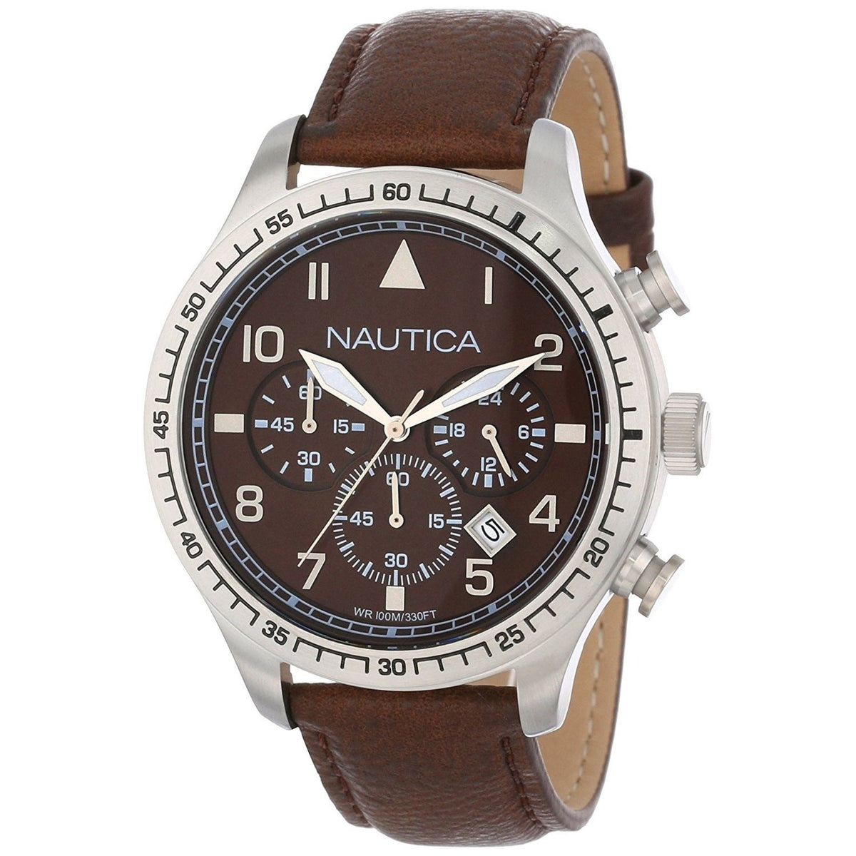 Nautica Women&#39;s N16582G BFD Chronograph Brown Leather Watch