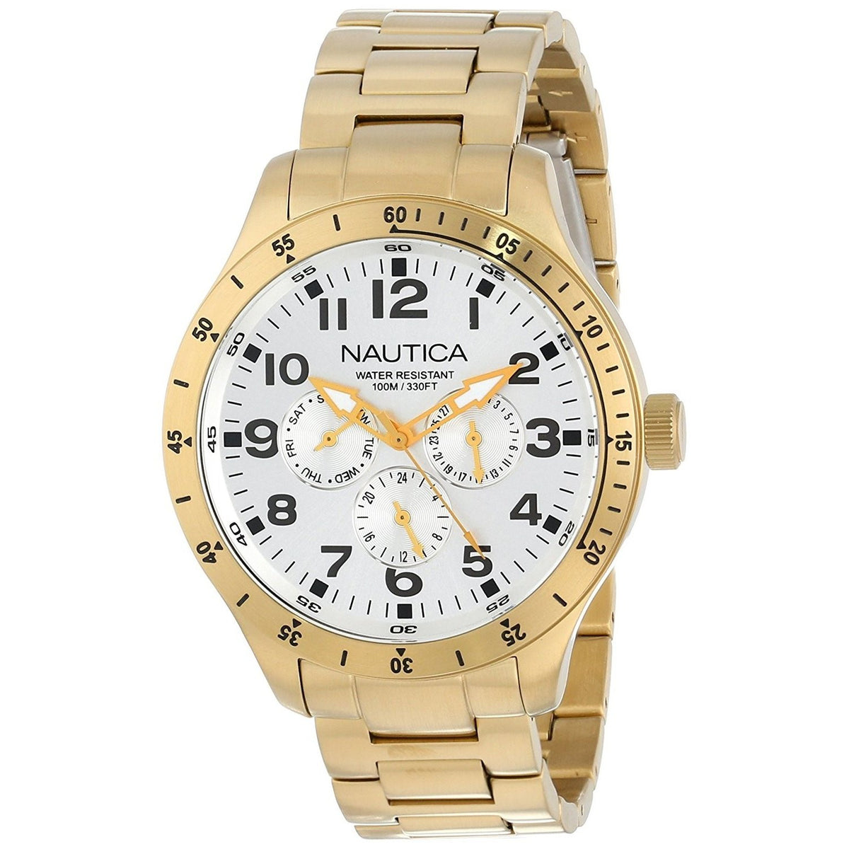Nautica Men&#39;s N16658G BFD Multi-Function Gold-Tone Stainless Steel Watch