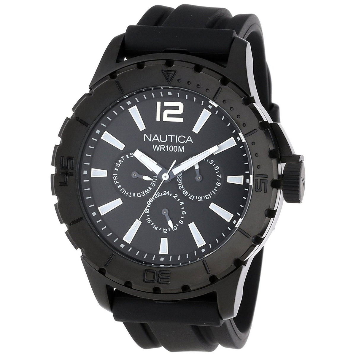 Nautica Men&#39;s N17594G NSR Multi-Function Black Stainless Steel Watch