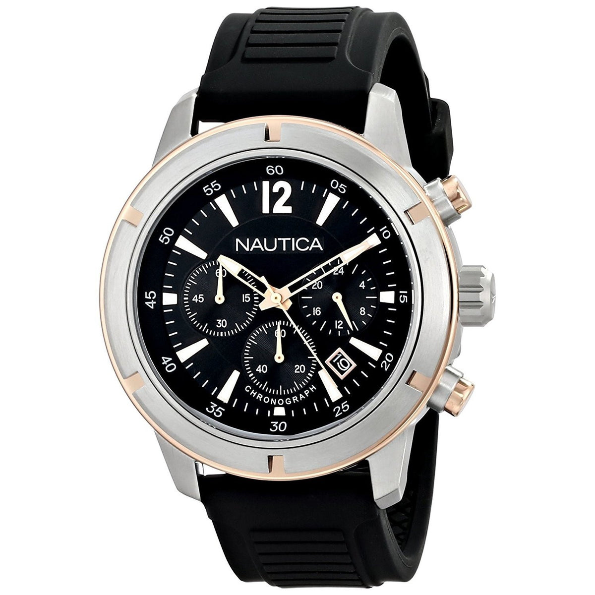 Nautica Men&#39;s N17654G BFD Chronograph Black Silicone Watch
