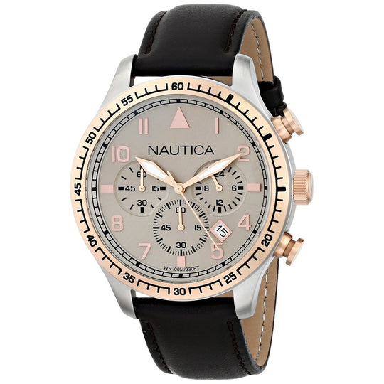 Nautica Men's N17656G BFD Chronograph Brown Leather Watch