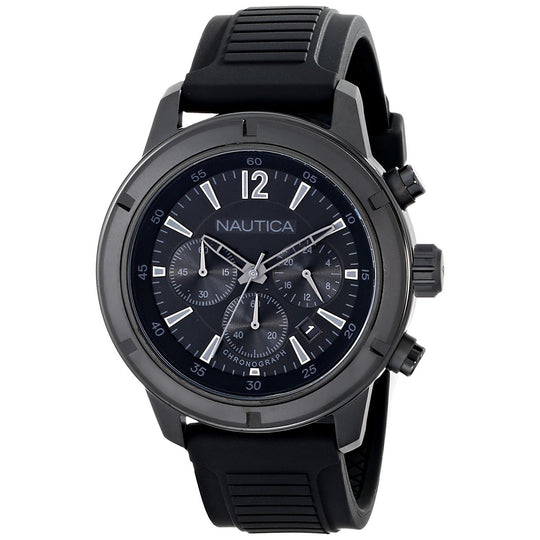 Nautica Men's N18709G NST Chronograph Black Silicone Watch