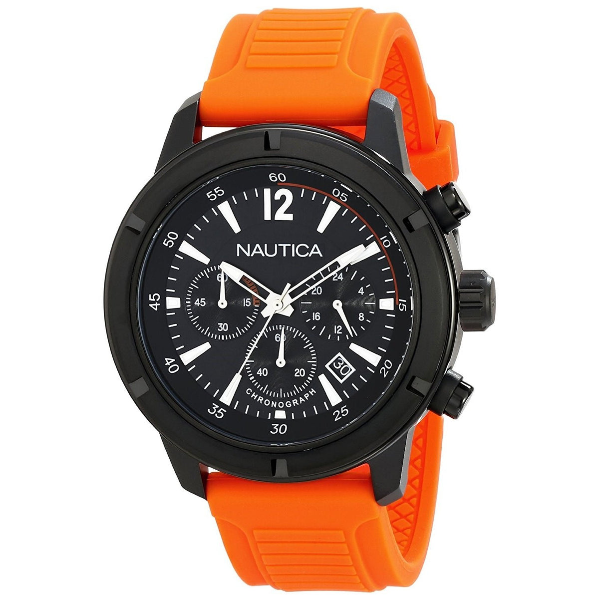 Nautica Men&#39;s N18710G NST Chronograph Orange Silicone Watch