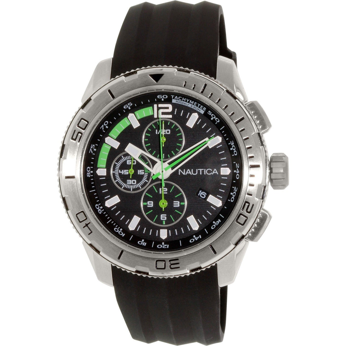 Nautica Men's N18722G NST Chronograph Black Silicone Watch