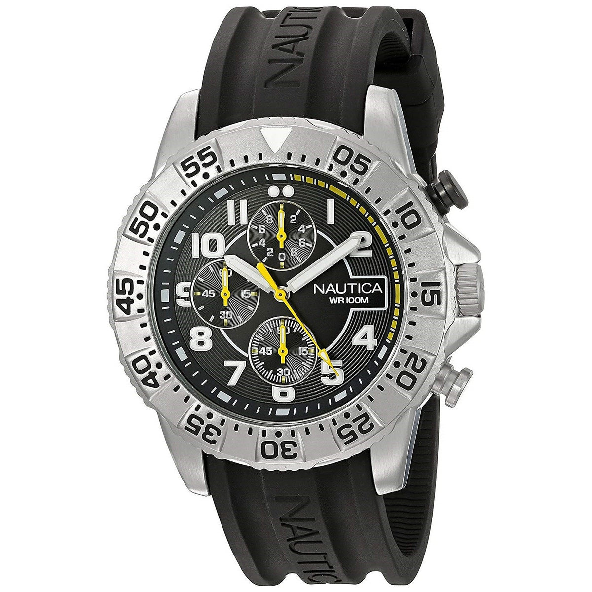 Nautica Men's NAD16510G NSR 104 Chronograph Black Silicone Watch