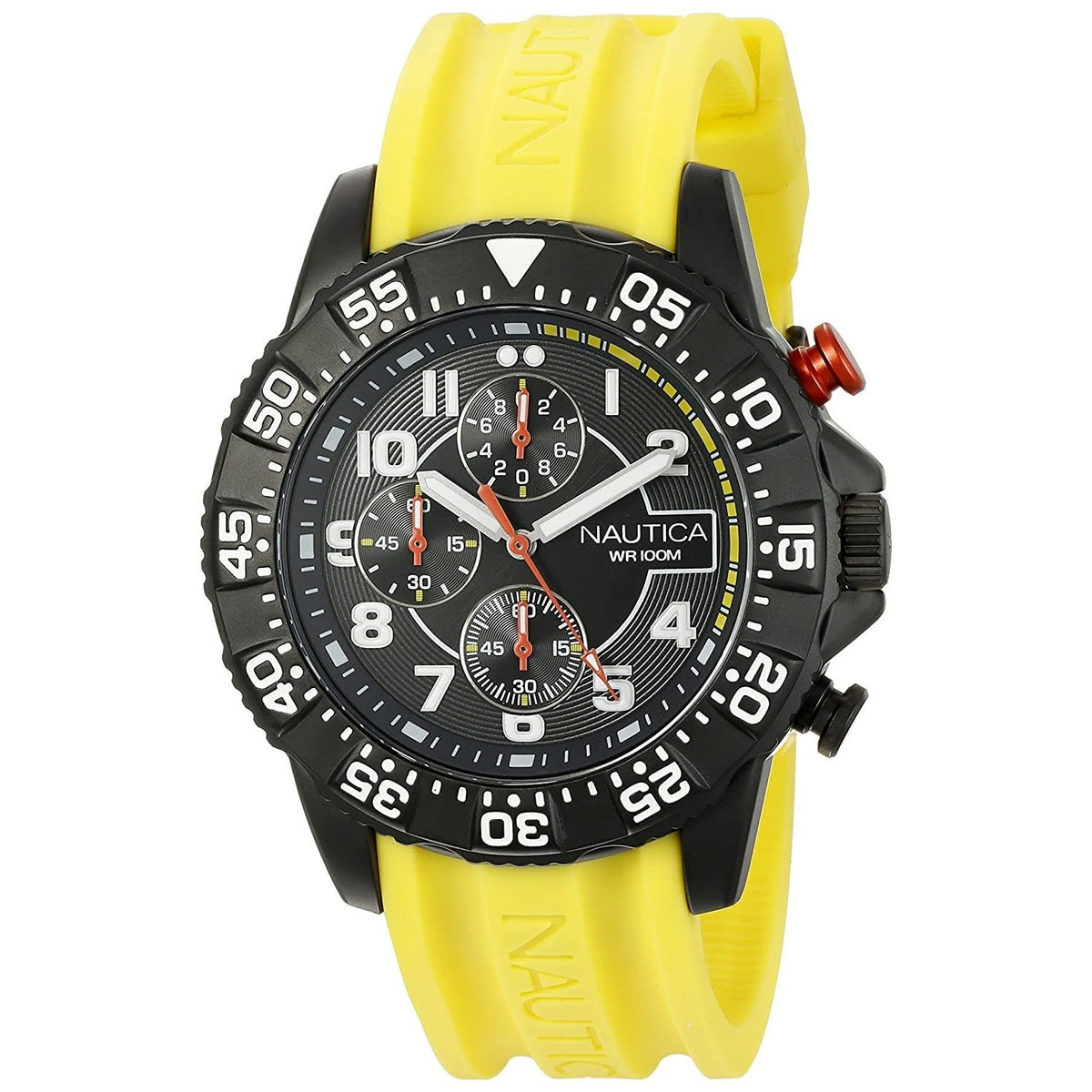 Nautica Men&#39;s NAD17515G NSR 104 Chronograph Yellow Silicone Watch