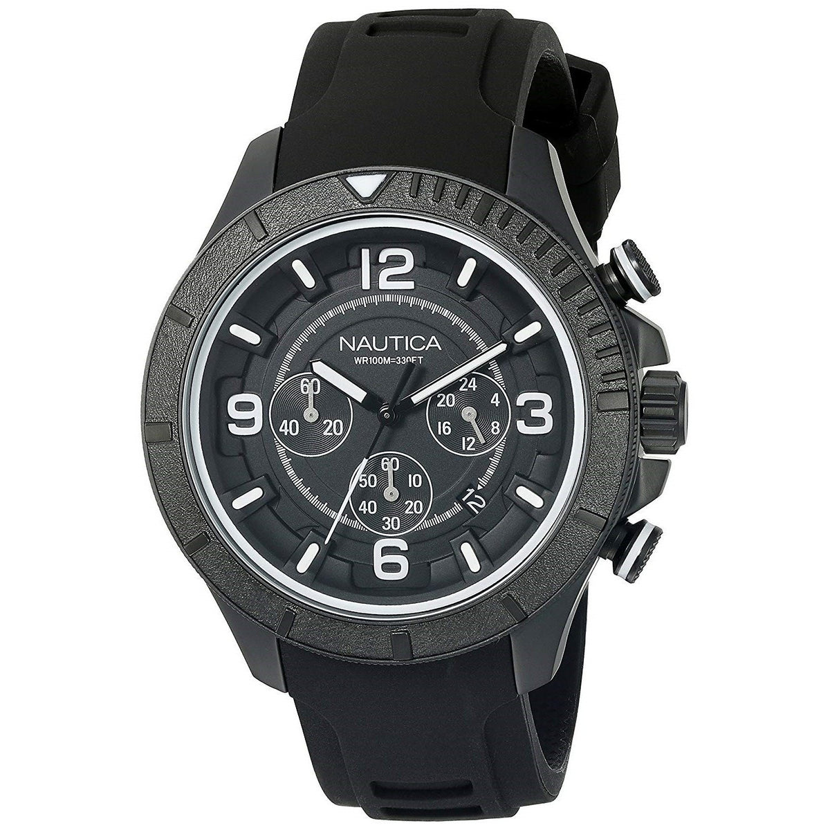 Nautica Men's NAD19529G NST 450 Chronograph Black Silicone Watch