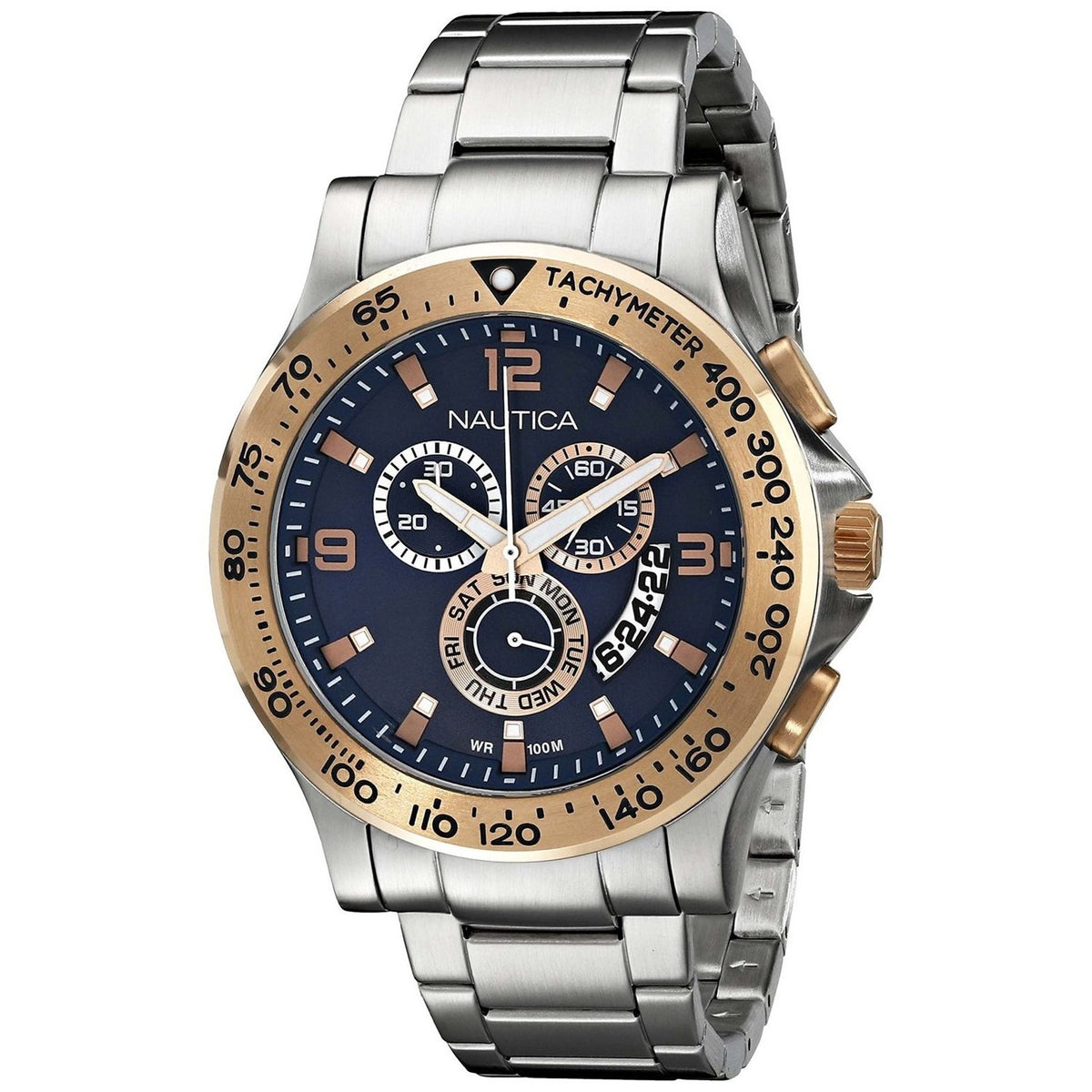 Nautica Men&#39;s NAD22503G NST Chronograph Stainless Steel Watch