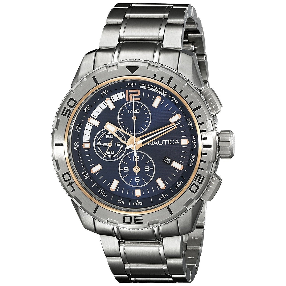 Nautica Men&#39;s NAD24500G NST Chronograph Stainless Steel Watch