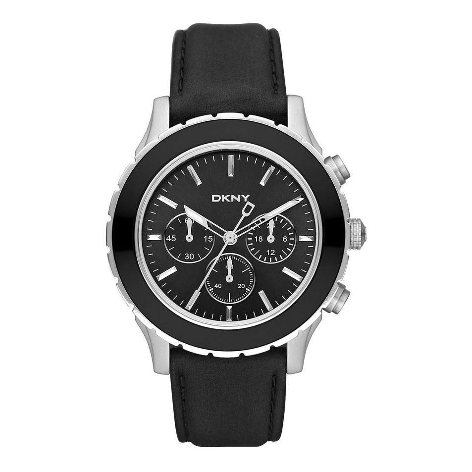DKNY Men&#39;s NY1515 Chronograph Chronograph Black Leather Watch