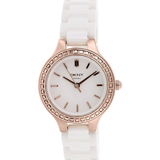 DKNY Women's NY2251 Chambers Crystal White Ceramic Watch