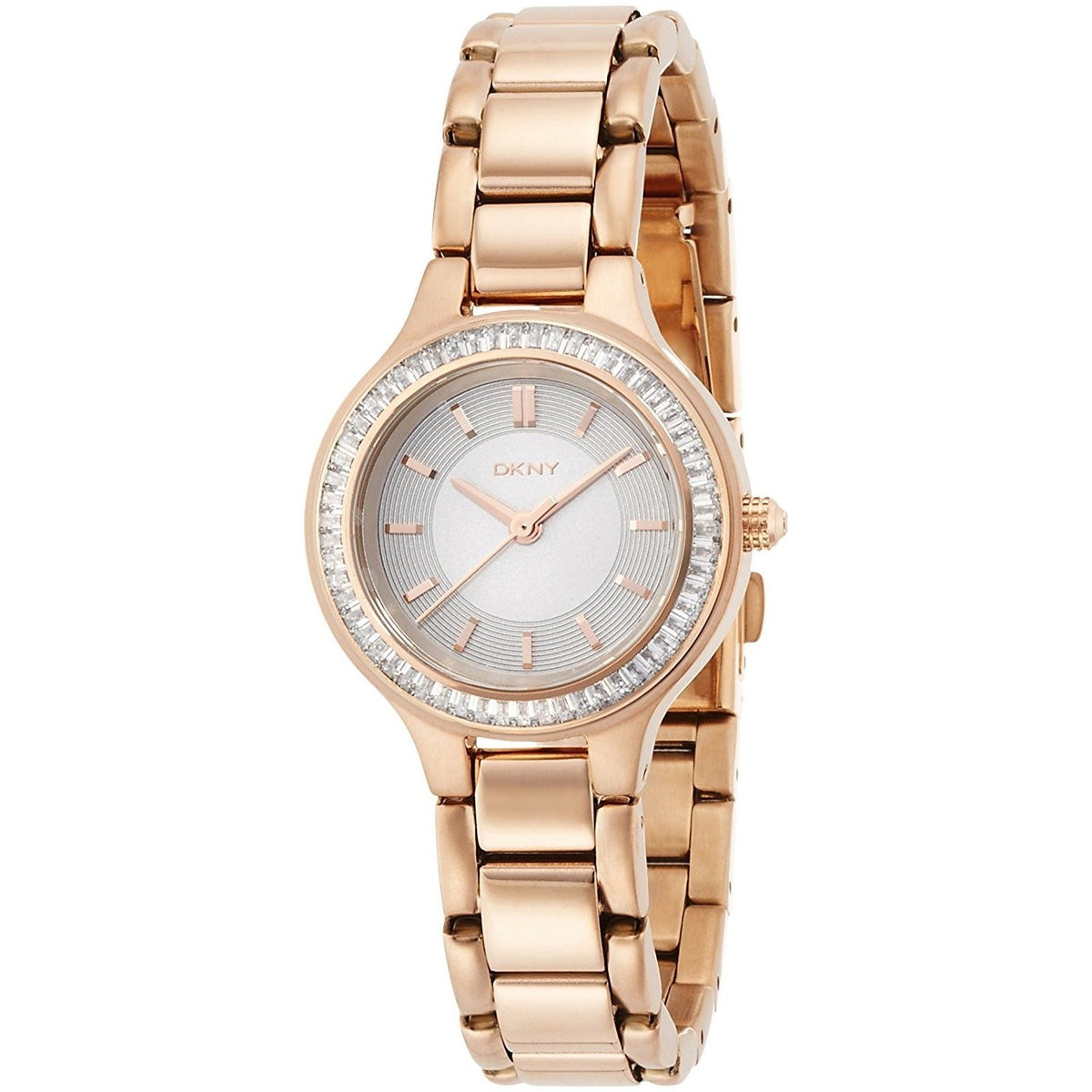 DKNY Women&#39;s NY2393 Chambers Crystal Rose-Tone Stainless Steel Watch