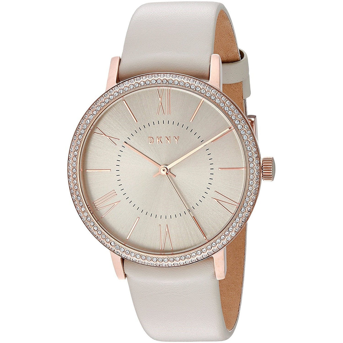 DKNY Women&#39;s NY2545 Willoughby Crystal Grey Leather Watch