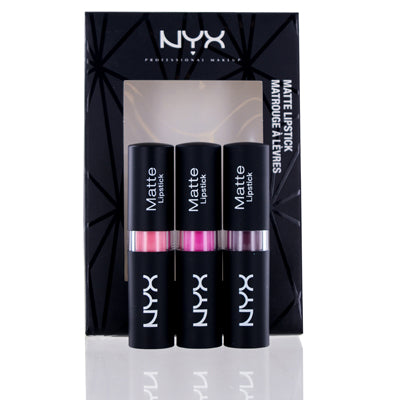 Nyx Matte Assorted Lipsticks 3 Piece Set Box Slightly Damaged  .16 Oz (4.5 Ml)  