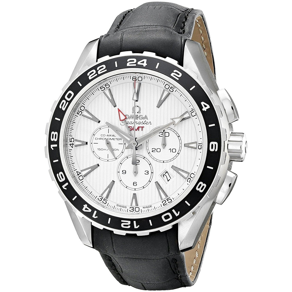Omega Men&#39;s O23113445204001 Seamaster Chronograph Automatic Black Leather Watch
