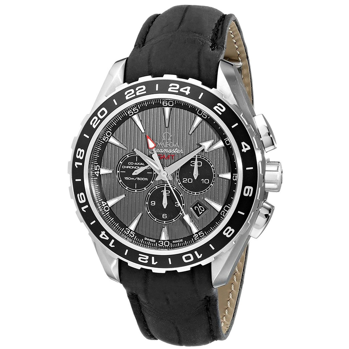 Omega Men&#39;s O23113445206001 Seamaster Chronograph Automatic Black Leather Watch