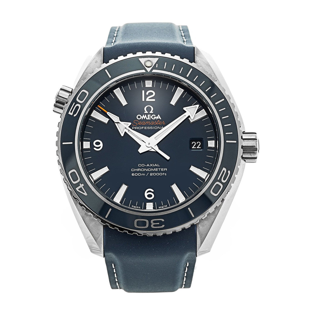 Omega Men&#39;s O23292462103001 Seamaster Planet Ocean Automatic Blue Leather Watch