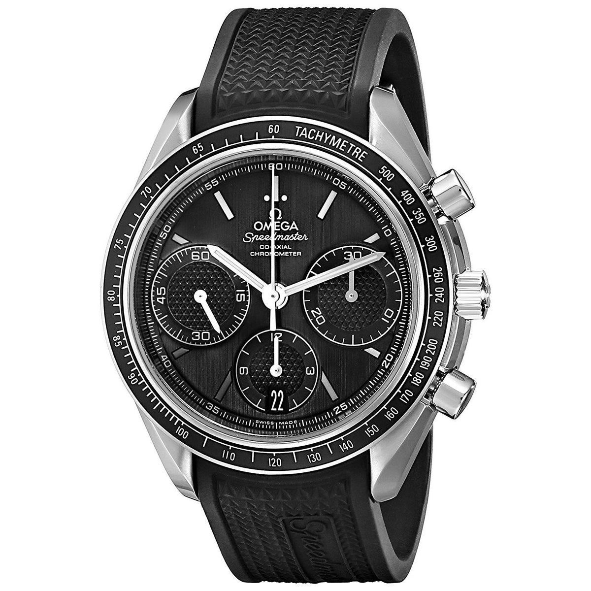 Omega Men&#39;s O32632405001001 Speedmaster Racing Chronograph Automatic Black Rubber Watch