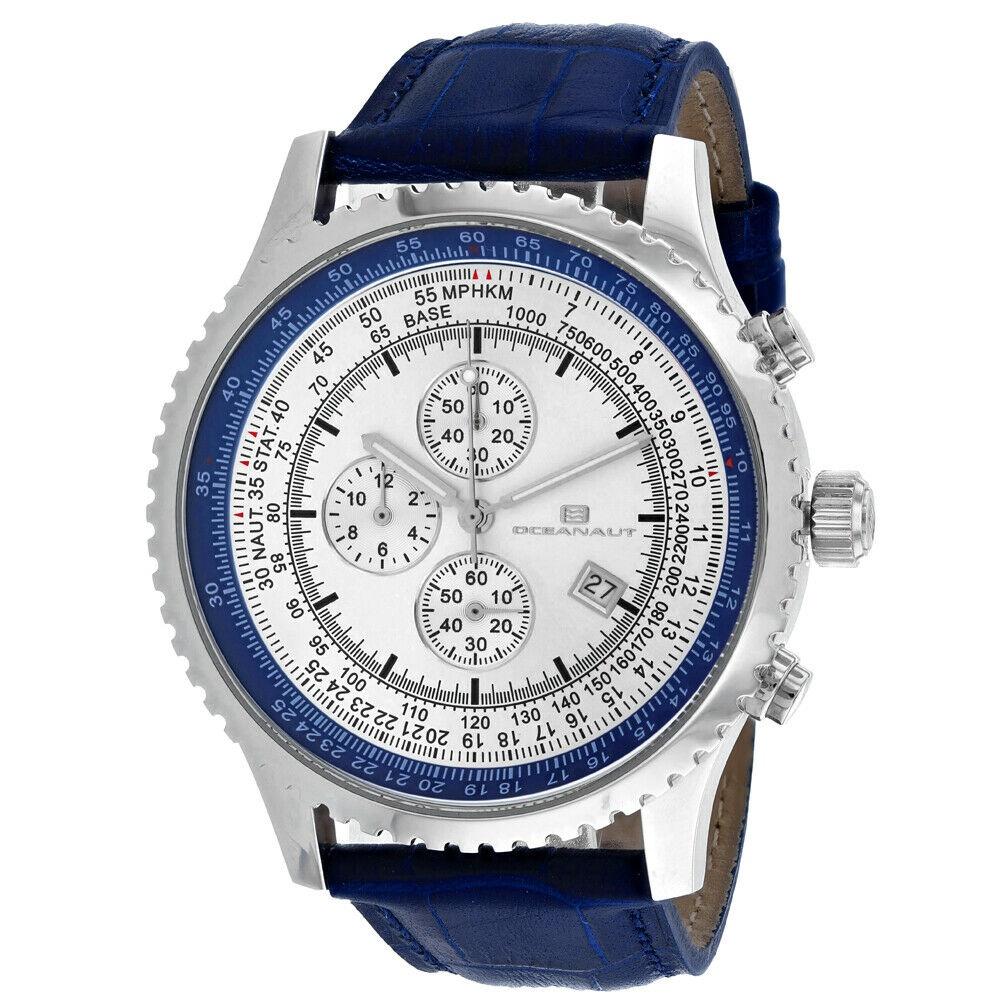 Oceanaut Men's OC0314 Actuator  Chronograph Blue Leather Watch
