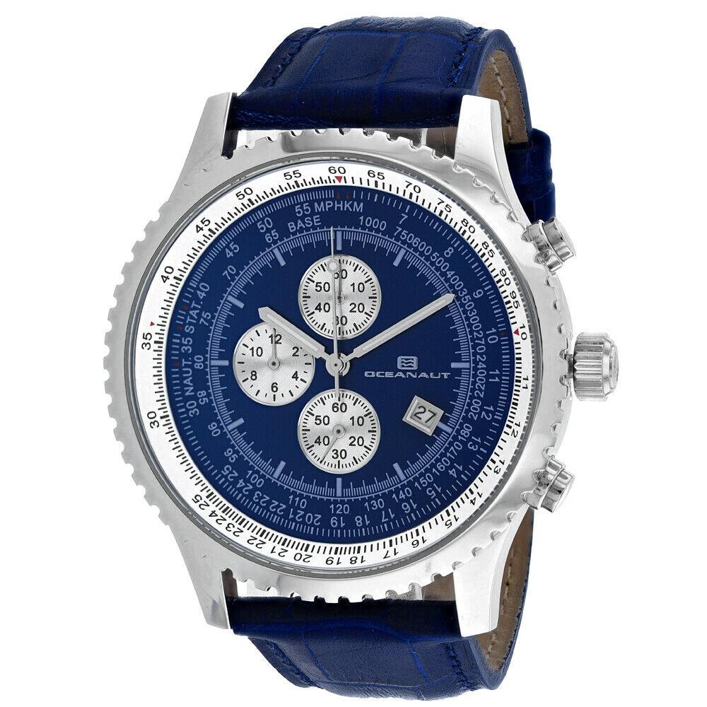 Oceanaut Men&#39;s OC0315 Actuator  Chronograph Blue Leather Watch