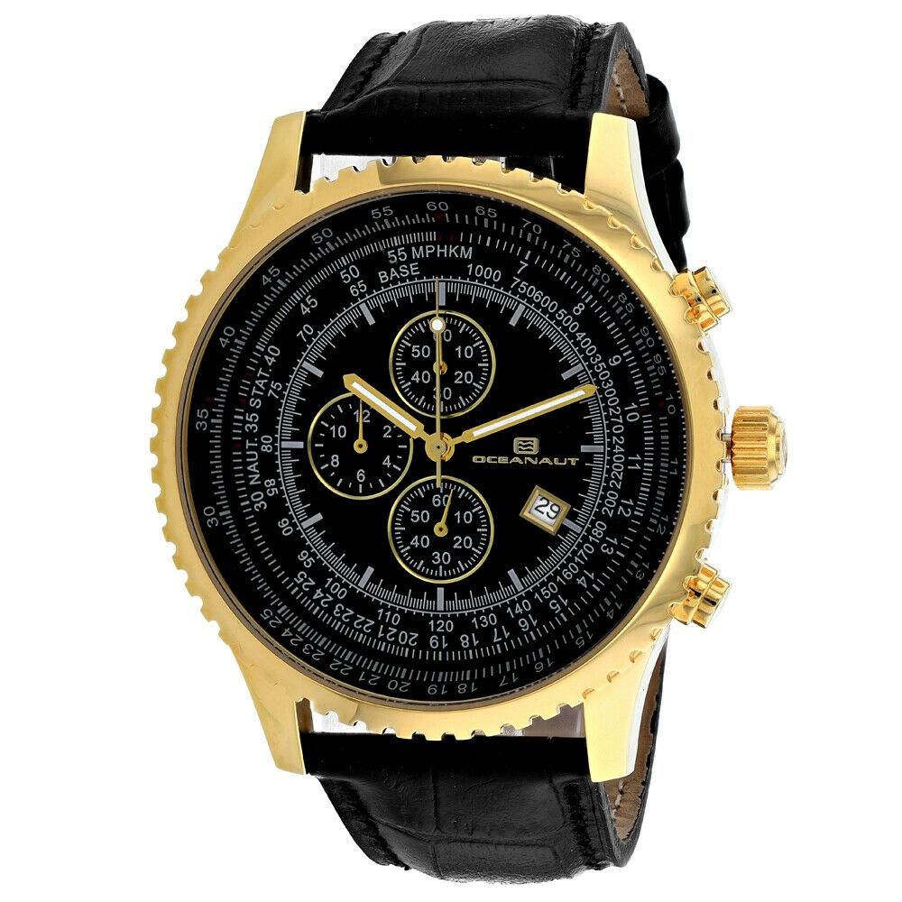 Oceanaut Men&#39;s OC0316 Actuator  Chronograph Black Leather Watch