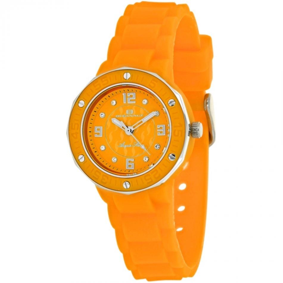 Oceanaut Women&#39;s OC0435 Acqua Star Crystal Orange Silicone Watch