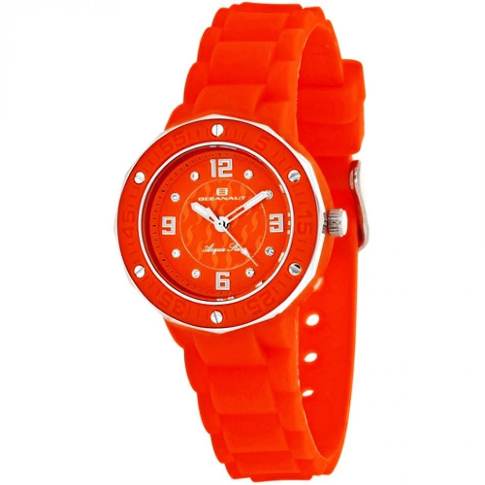 Oceanaut Women&#39;s OC0440 Acqua Star Crystal Red Silicone Watch