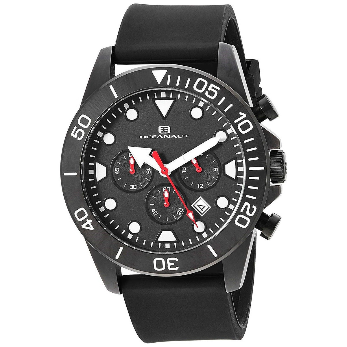 Oceanaut Men's OC1310 Naval Chronograph Black Silicone Watch