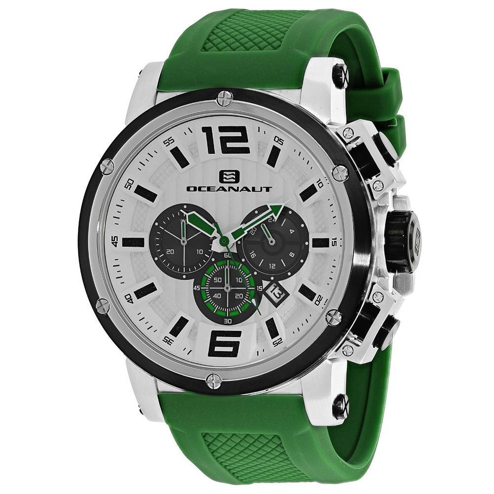 Oceanaut Men&#39;s OC2143 Spider Chronograph Green Silicone Watch