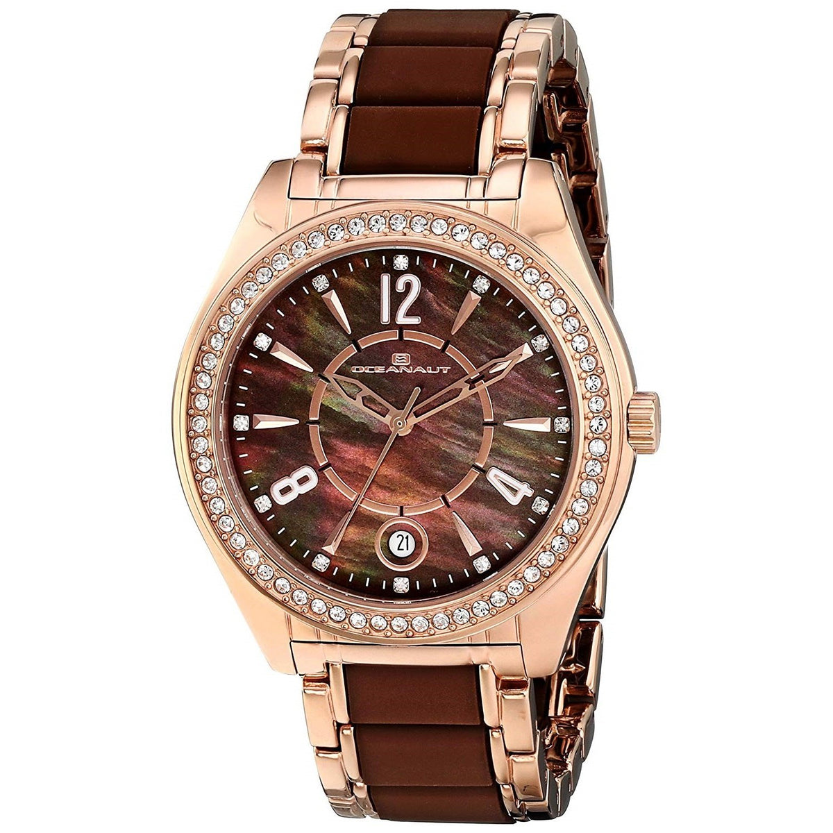 Oceanaut Women&#39;s OC5411 Pearl Diamond Two-Tone Stainless Steel with Rubber Watch