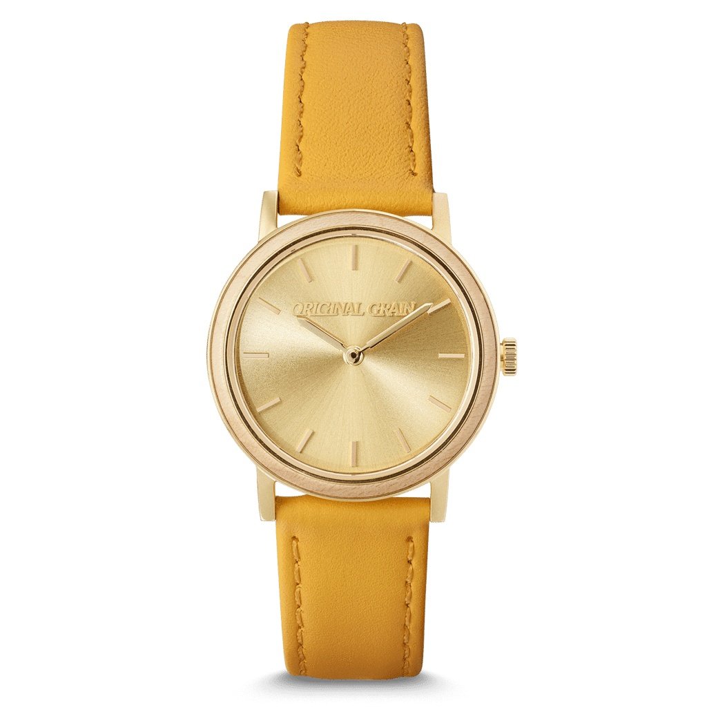 Original Grain Women's OG-3418-01-WGSG Minimalist Yellow Leather Watch