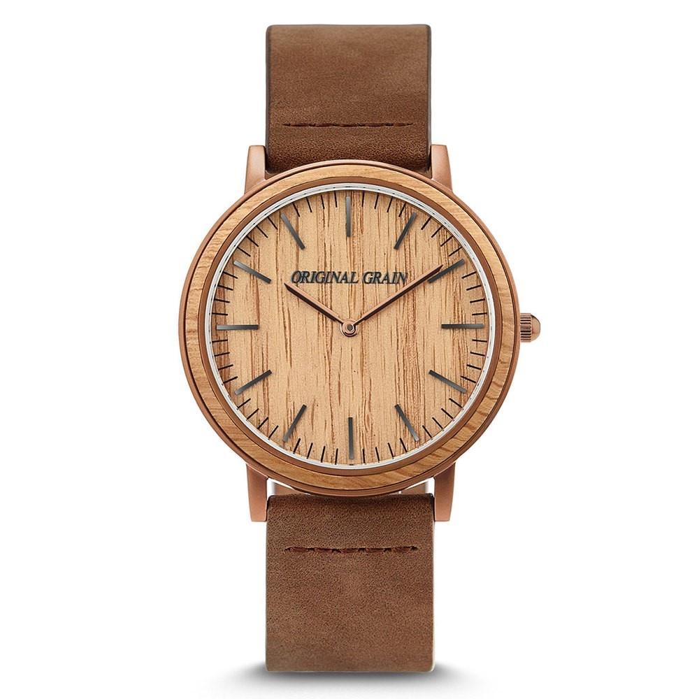 Original Grain Men&#39;s OG-4020-WH-ESP-L Minimalist Brown Leather Watch
