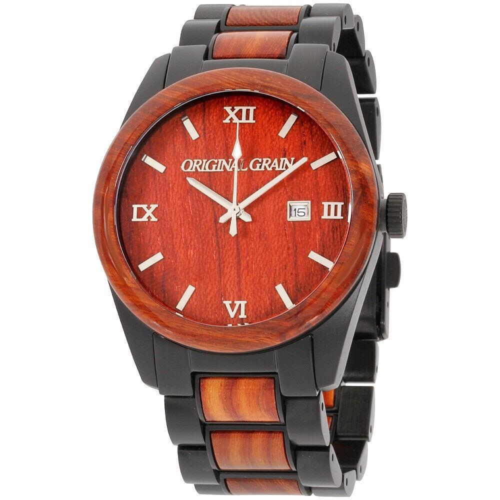 Original Grain Men&#39;s OG-C2-002 Classic Two-Tone Stainless Steel with Wood Inlay Watch