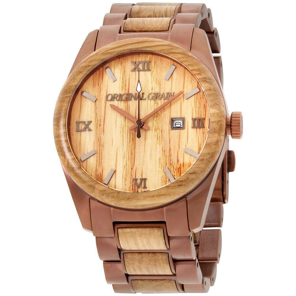 Original Grain Men&#39;s OG-C2-005 Classic Two-Tone Stainless Steel with Wood Inlay Watch
