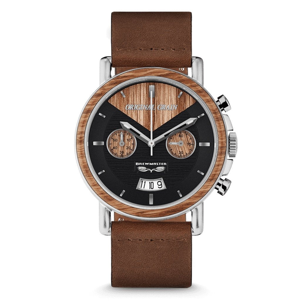 Original Grain Men's OG-CH-BRW-GO-L Brewmaster Chronograph Brown Leather Watch
