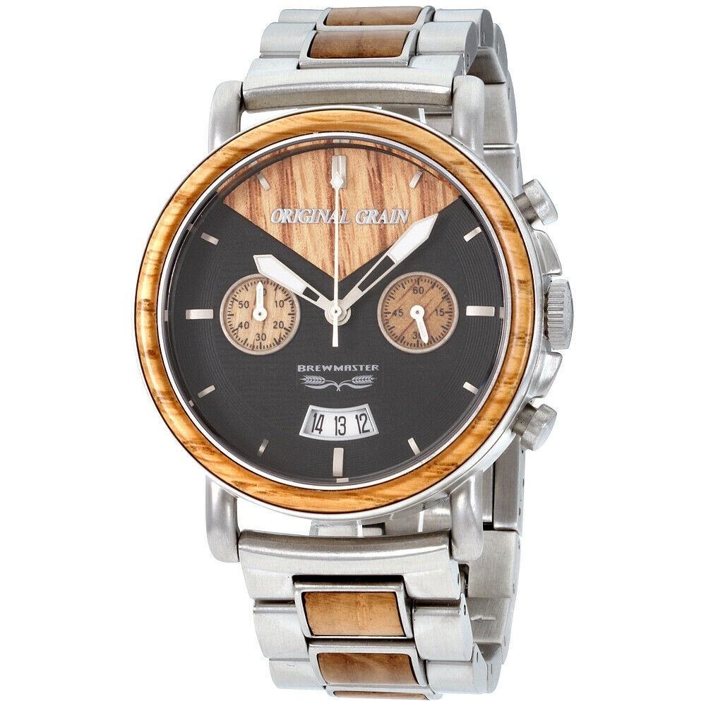 Original Grain Men's OG-CH-BRW-GO Brewmaster Chronograph Two-Tone Stainless Steel with Wood Inlay Watch