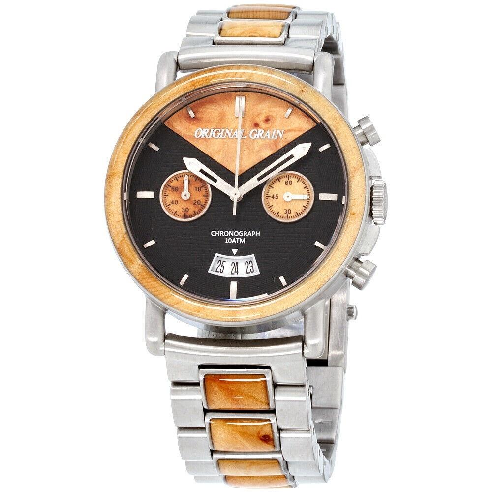 Original Grain Men's OG-CH-BW-BS The Marc Chronograph Two-Tone Stainless Steel with Wood Inlay Watch