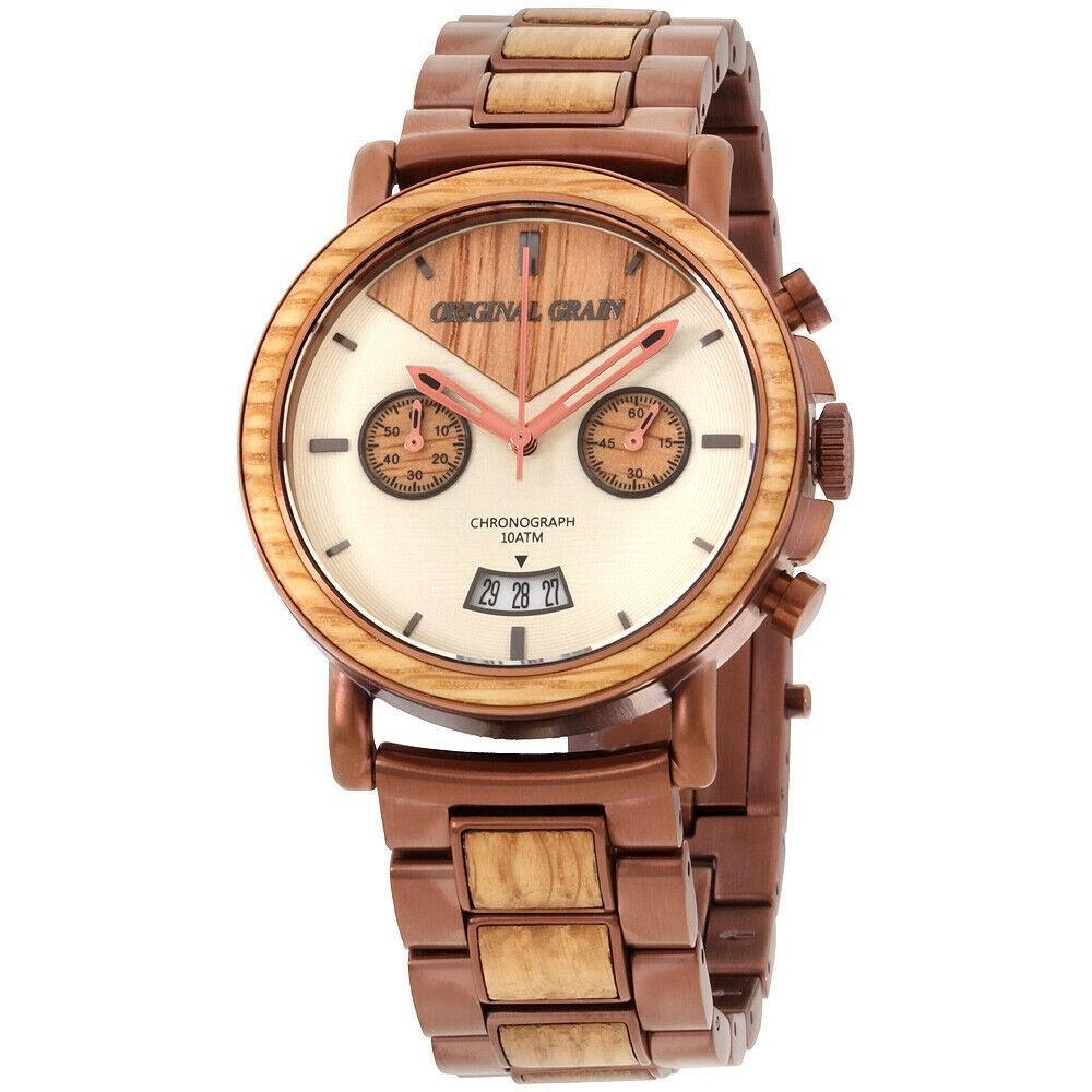 Original Grain Men's OG-CH-WH-ESP Alterra Chronograph Two-Tone Stainless Steel with Wood Inlay Watch
