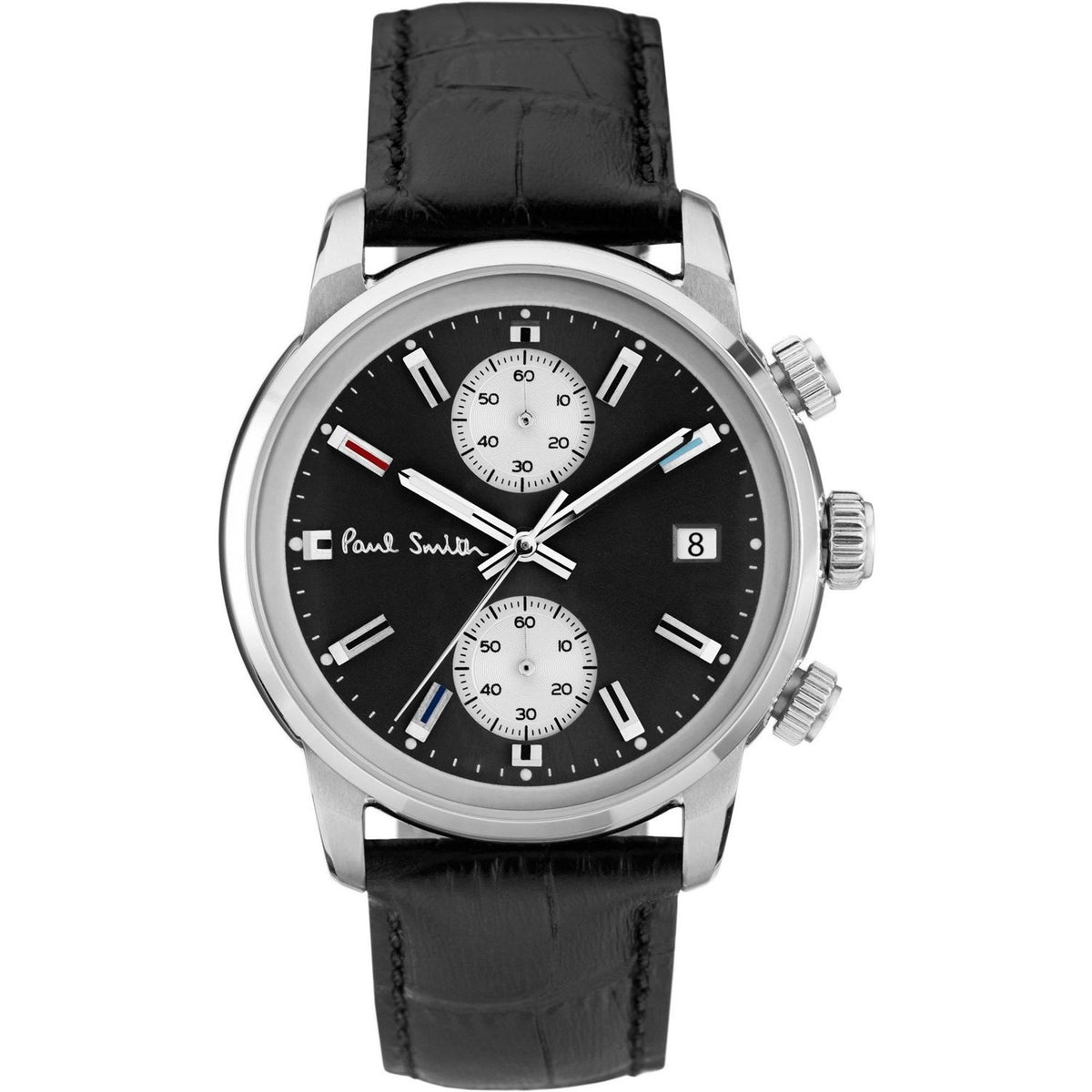 Paul Smith Men&#39;s P10031 Block Chronograph Black Leather Watch