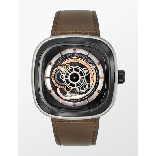 Sevenfriday Men's P2B-01 Industrial Brown Leather Watch