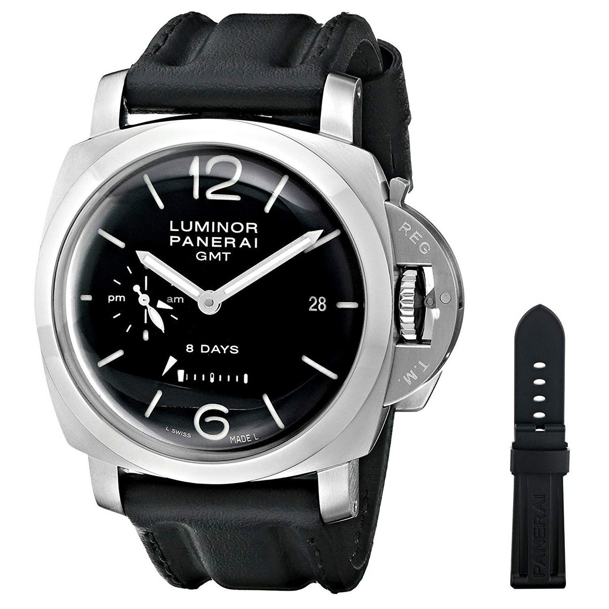 Panerai Men&#39;s PAM00233 Luminor Extra Band Automatic Black Leather Rubber Watch