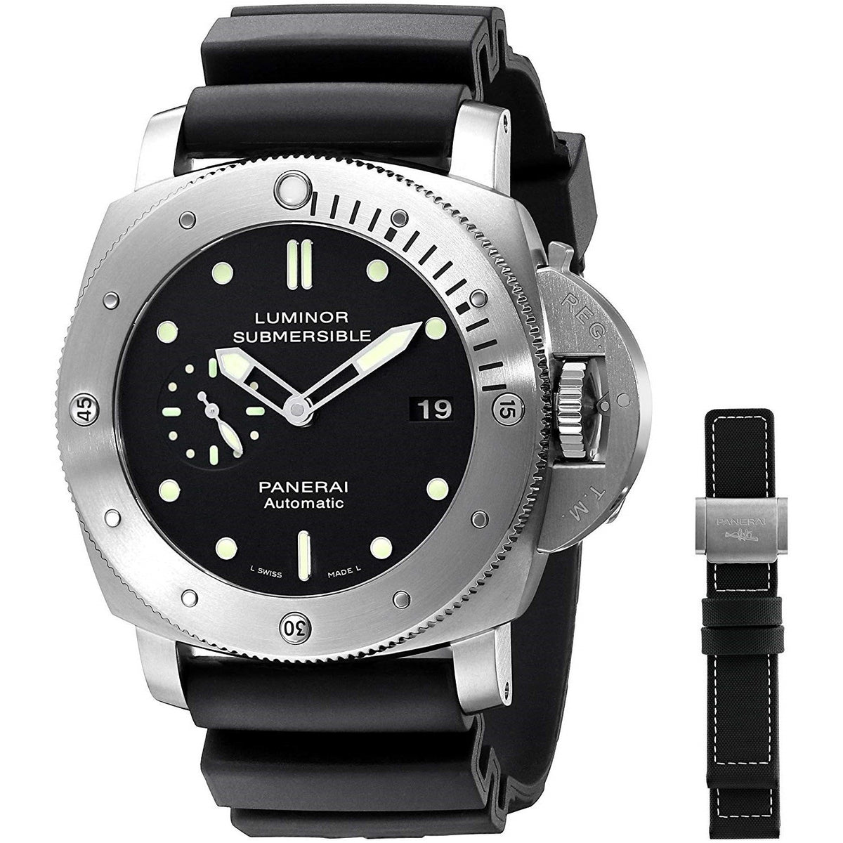 Panerai Men&#39;s PAM00305 Luminor Submersible Titanio 1950 3 Days Automatic Black Rubber Watch