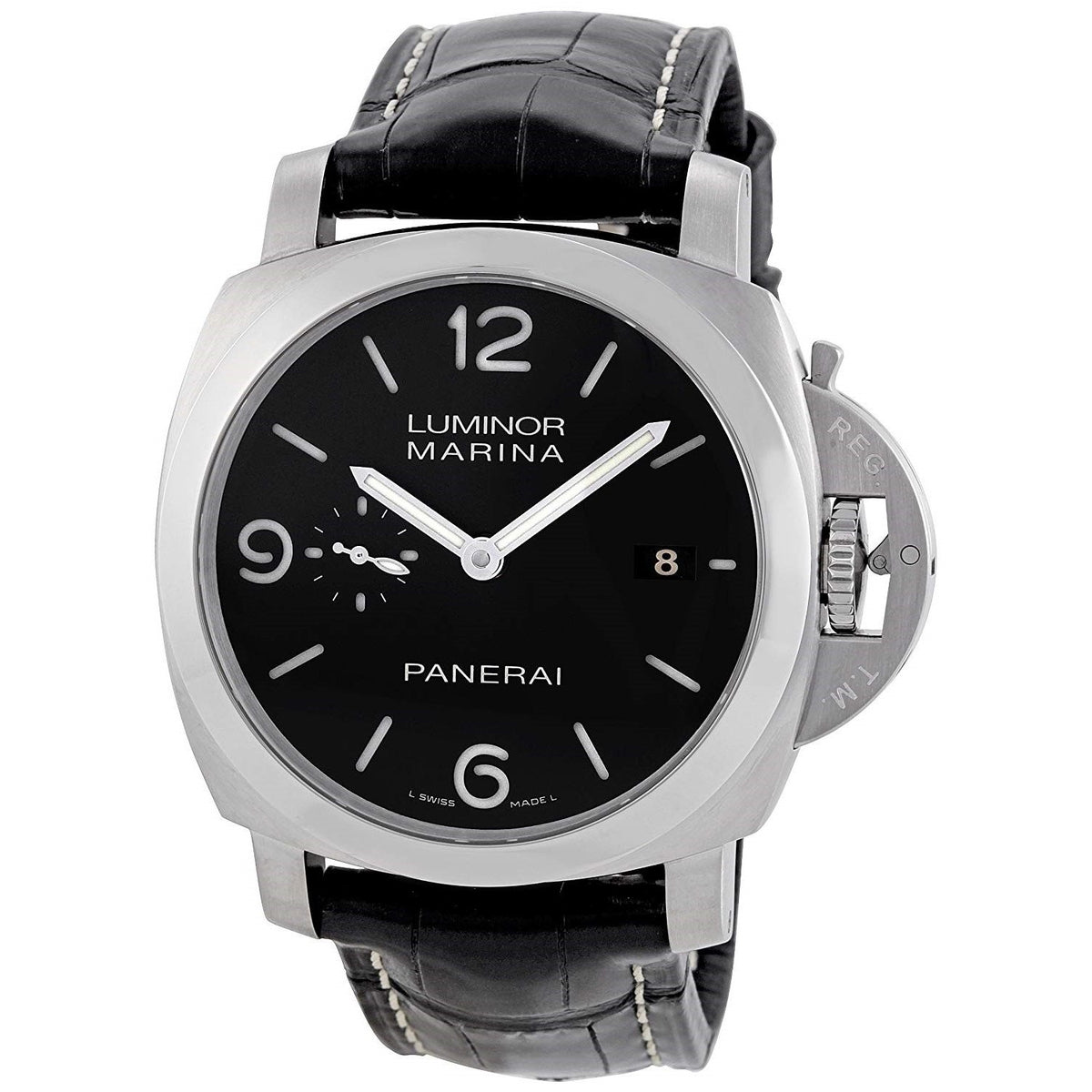 Panerai Men&#39;s PAM00312 Luminor 1950 Acciaio 3 Days Automatic Black Leather Watch