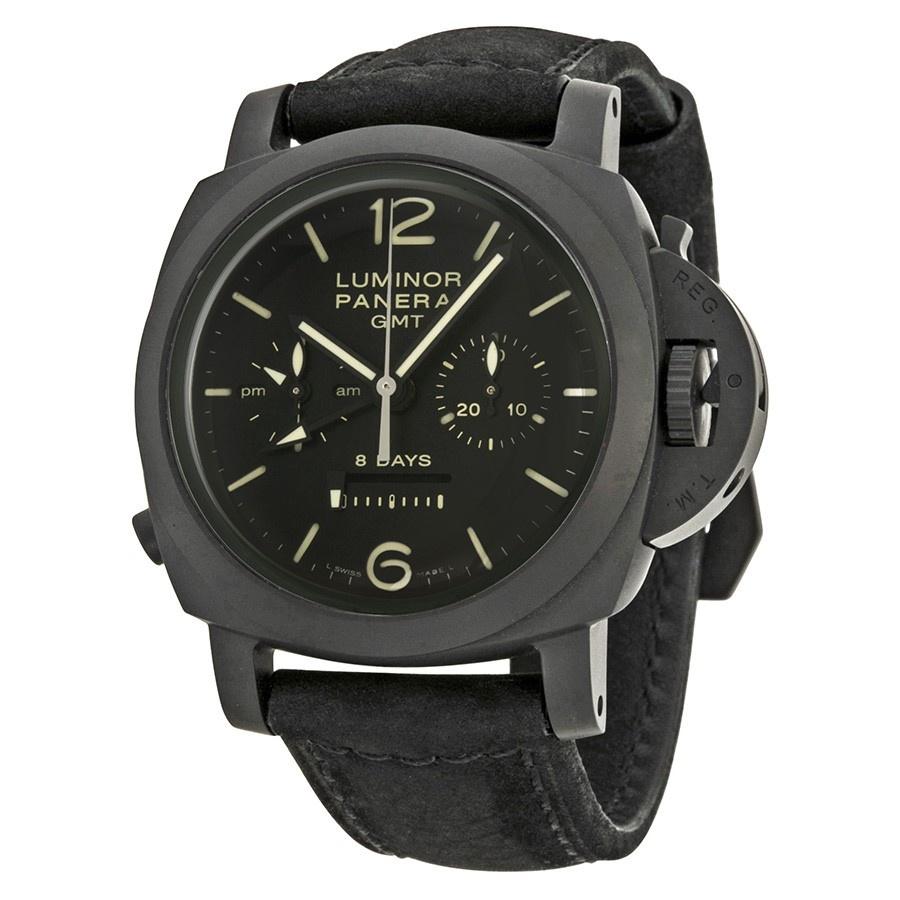 Panerai Men&#39;s PAM00317 Luminor 1950 Automatic Chronograph Black Leather Watch